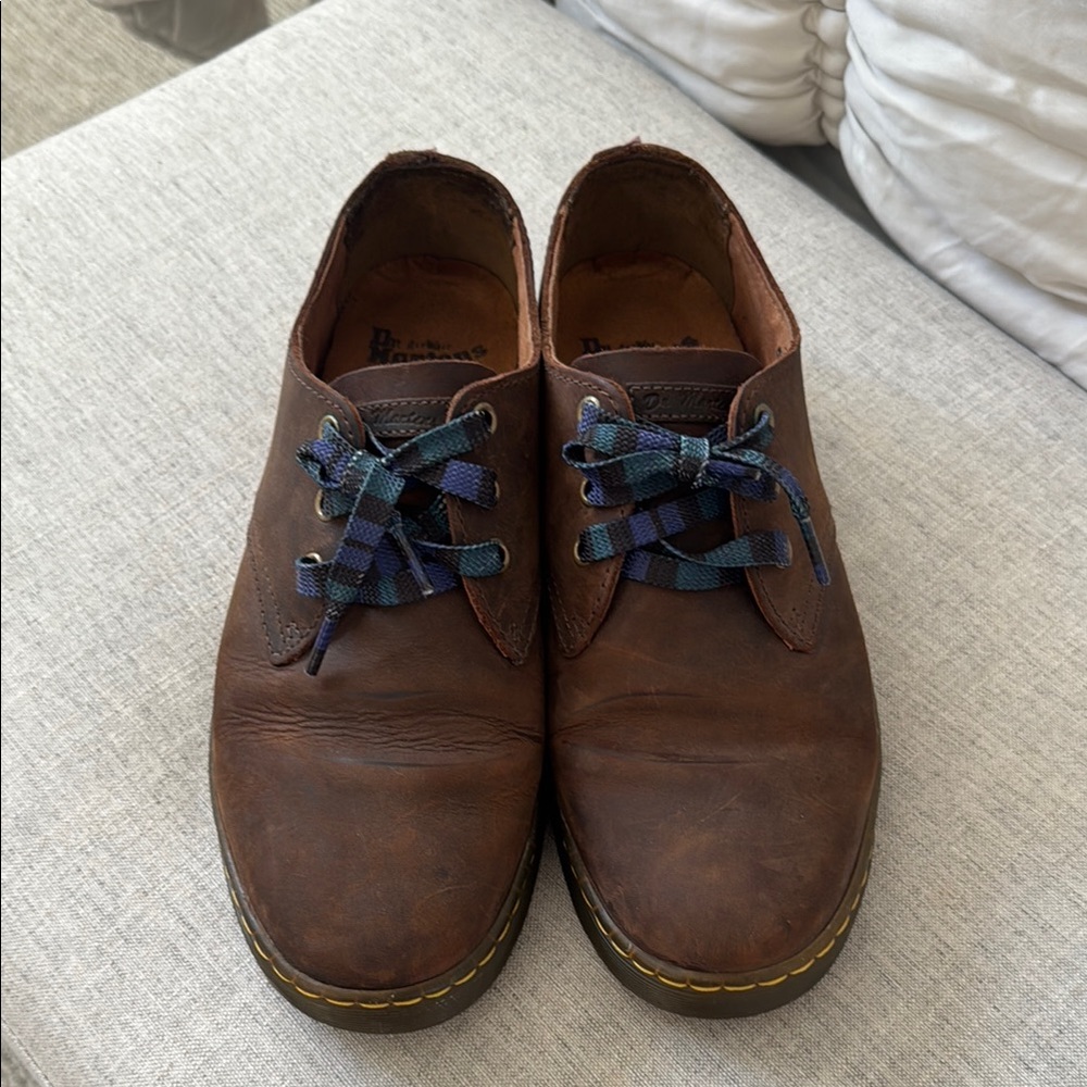 Dr. Martens Brown and Blue Leather Boots